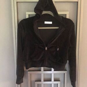Abercrombie ￼kids Black velour hoodie sweat shirt jacket ￼ Size 9/10